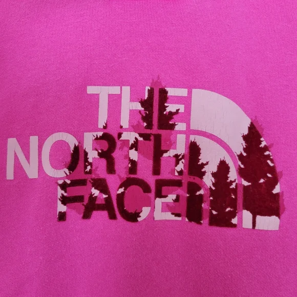 The North Face bright pink women's hoodie sweatshirt with tree graphic - Picture 2 of 9